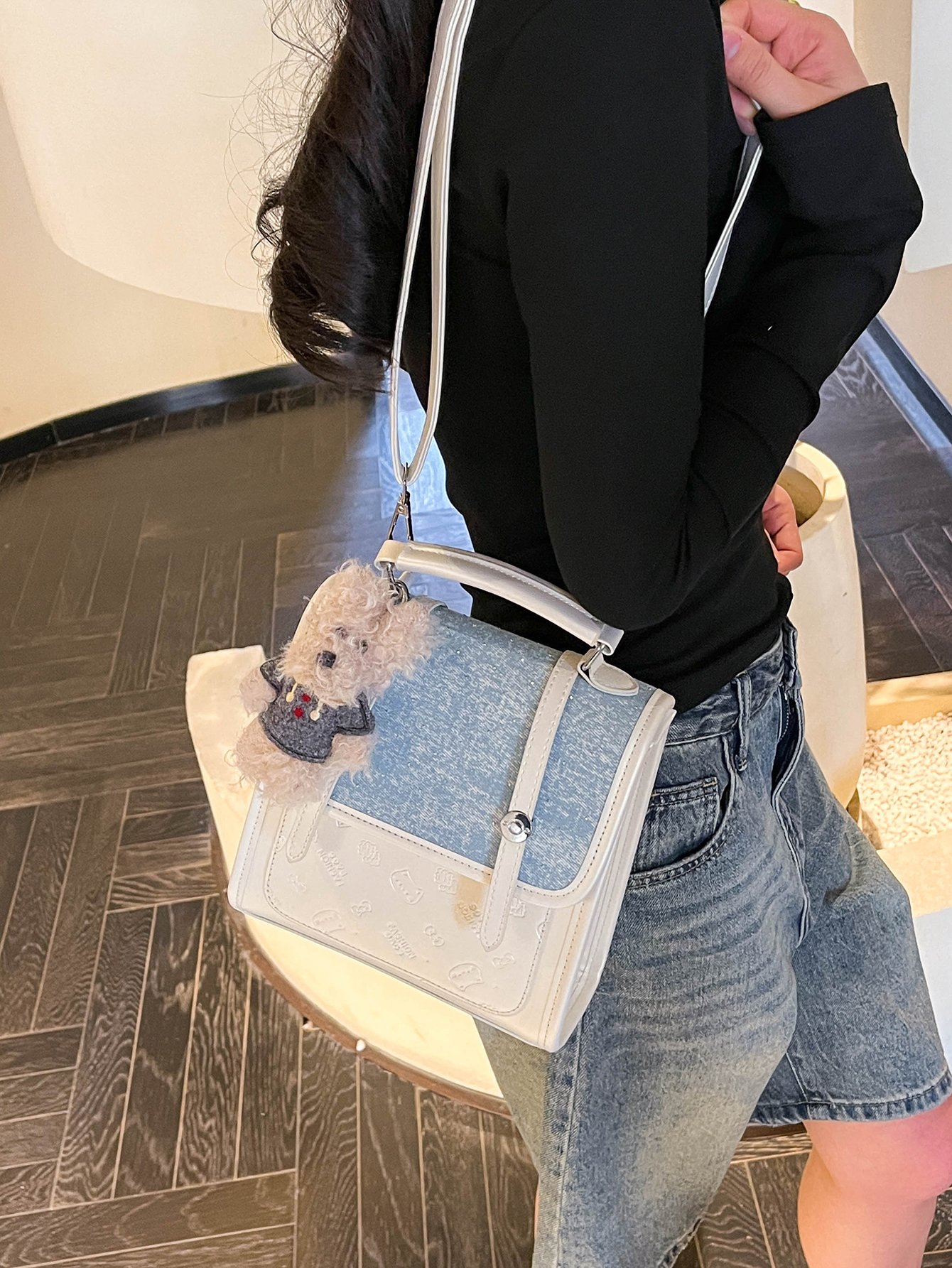 Beige Crossbody Bag with Adjustable Strap