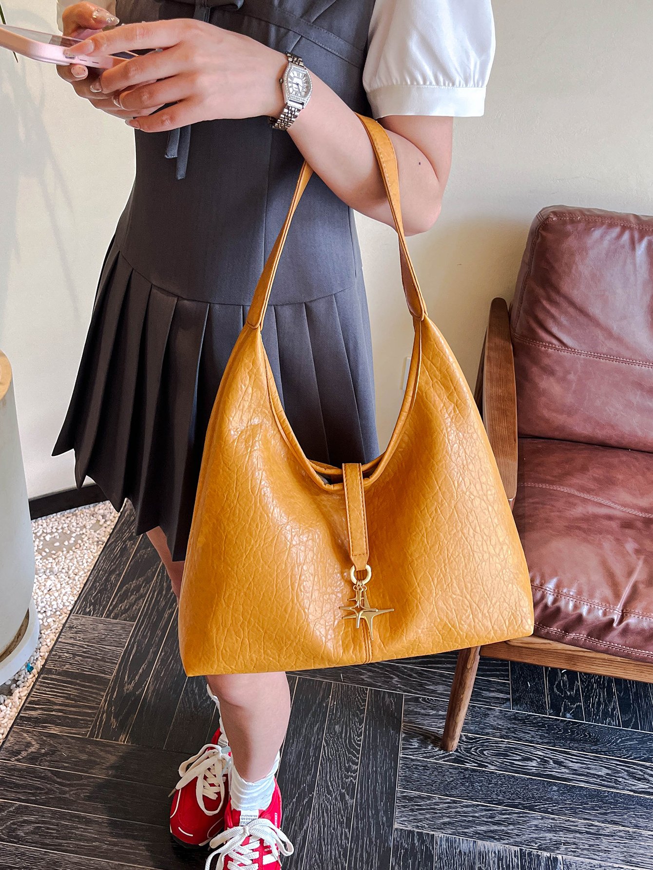Yellow Shoulder Bag with Star Charm