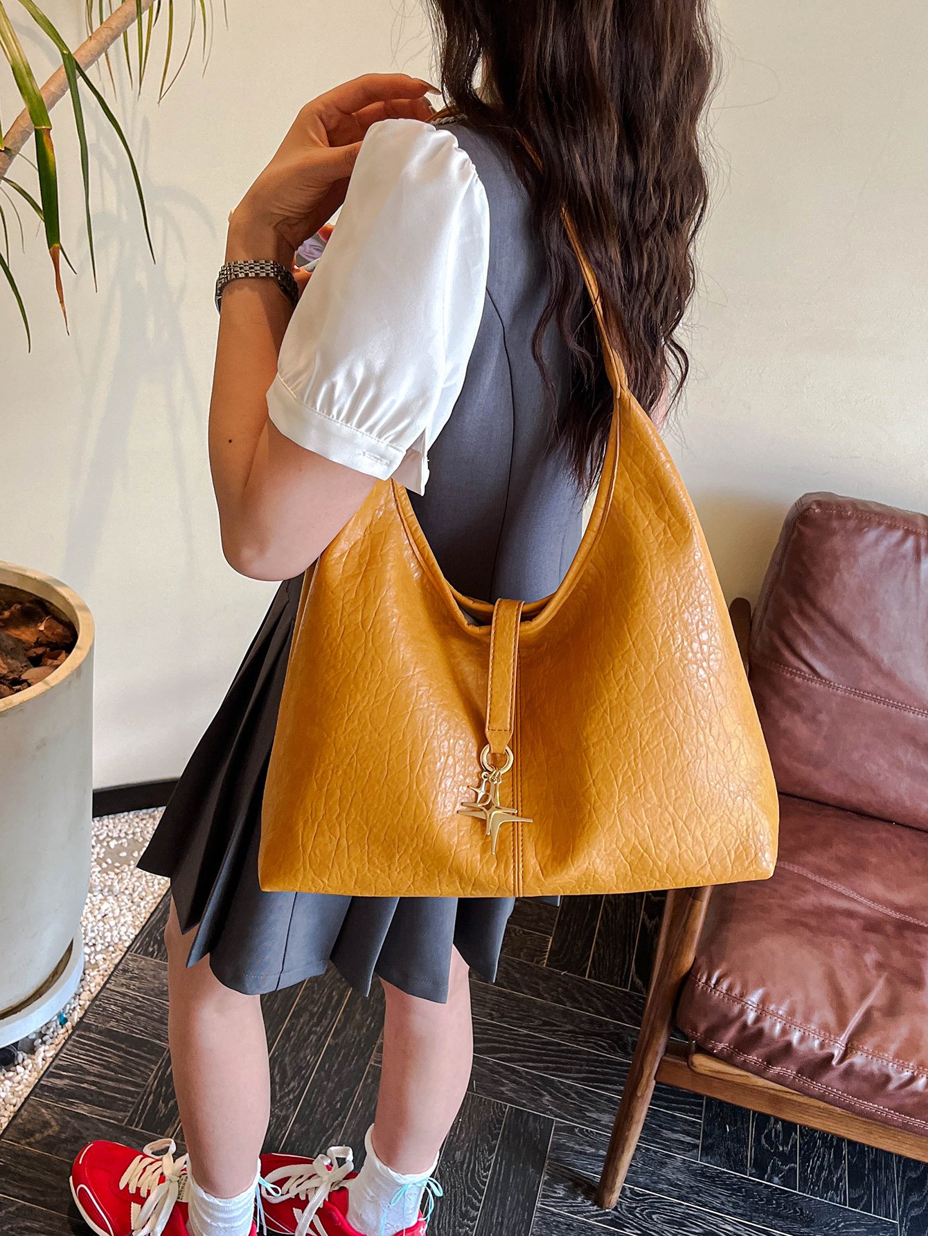 Yellow Shoulder Bag with Star Charm