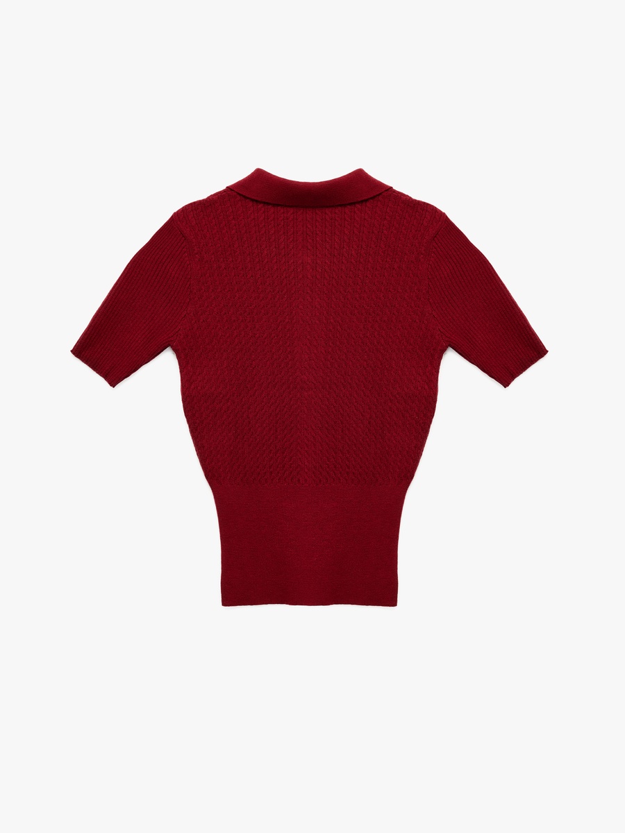 Collared Short Sleeves Sweater