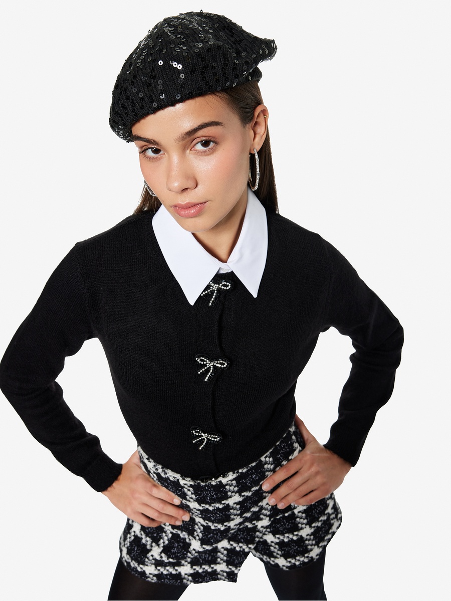 Bow Detail Long Sleeves Cardigan
