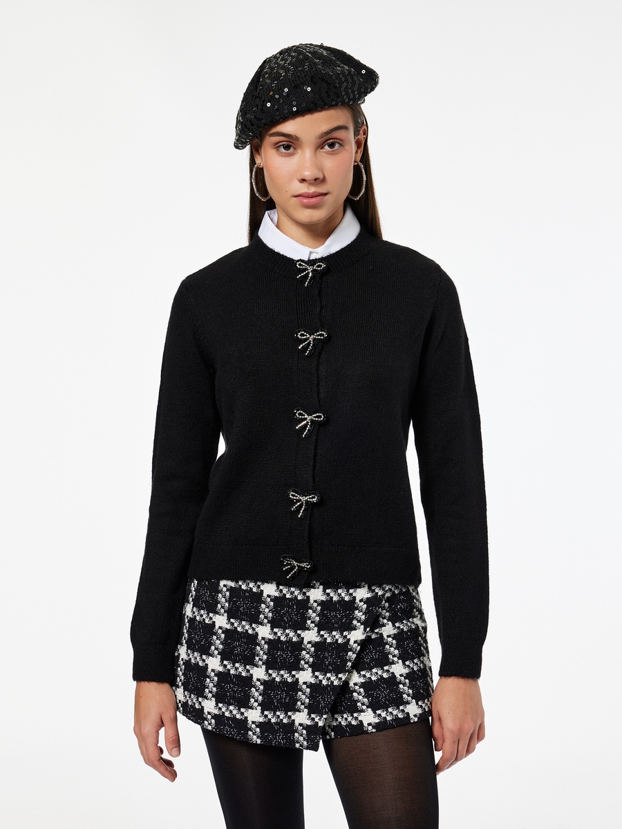 Bow Detail Long Sleeves Cardigan