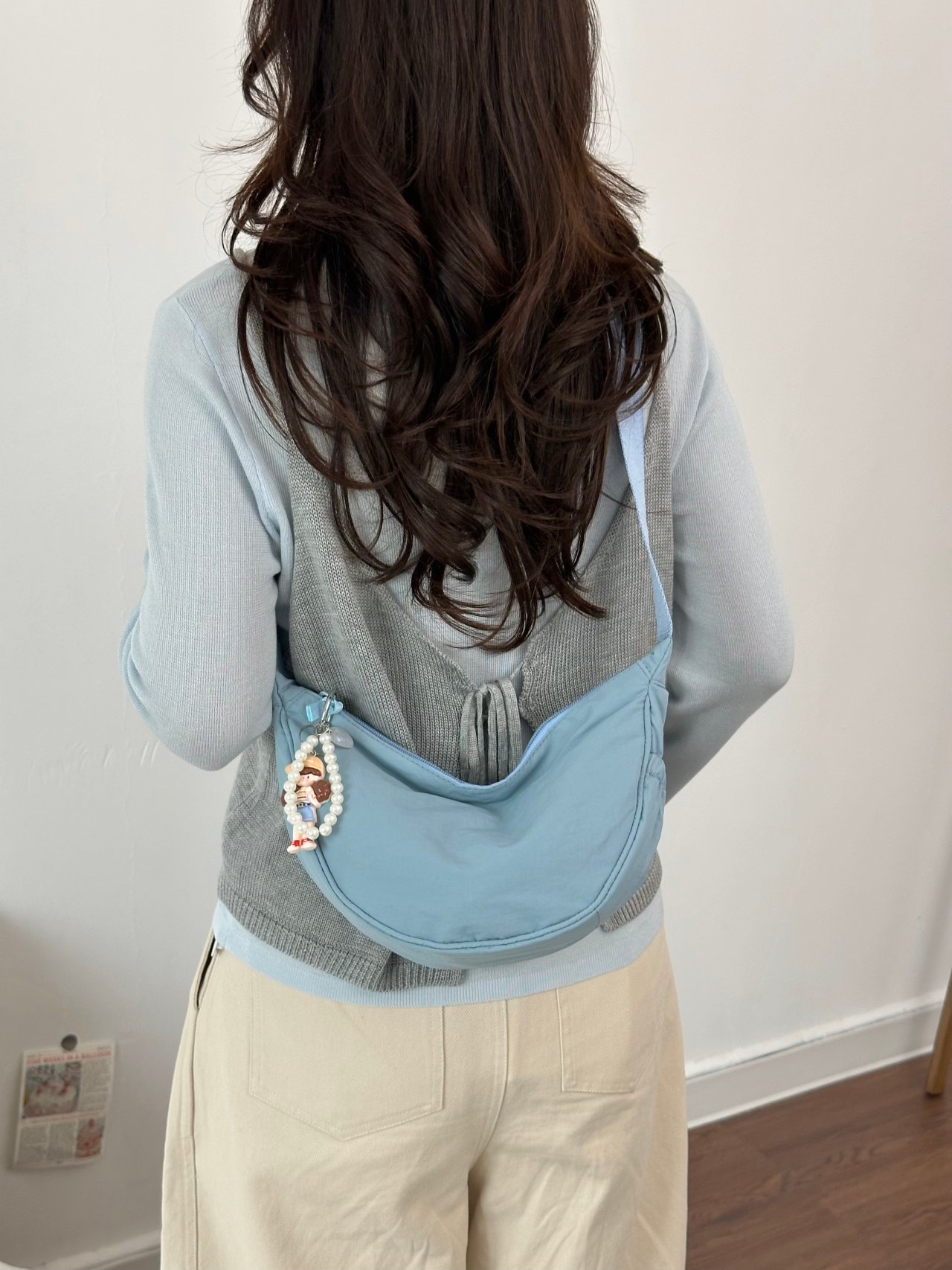 Light Blue Crossbody Bag with Adjustable Strap