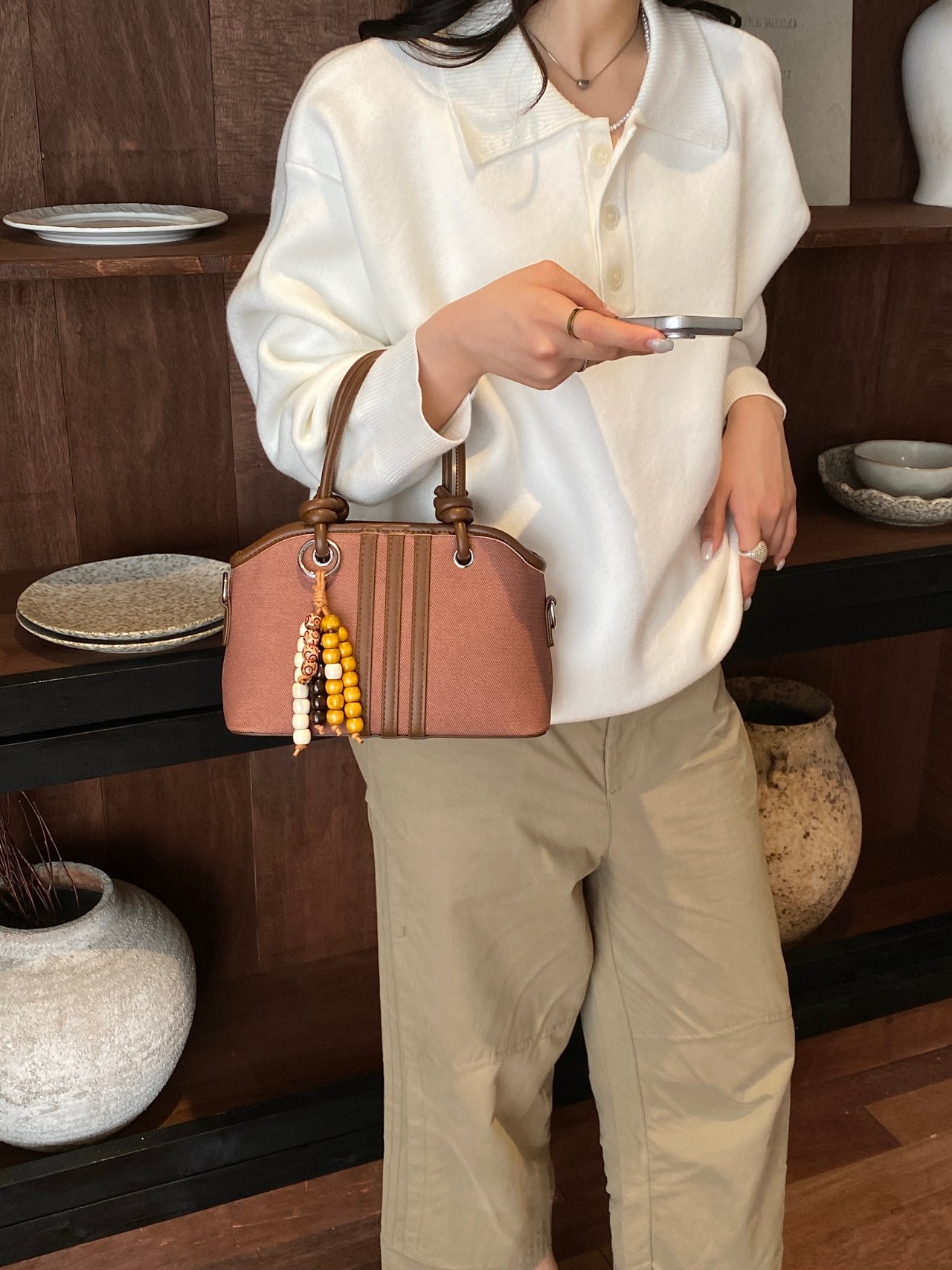 Brown Handbag with Shoulder Strap