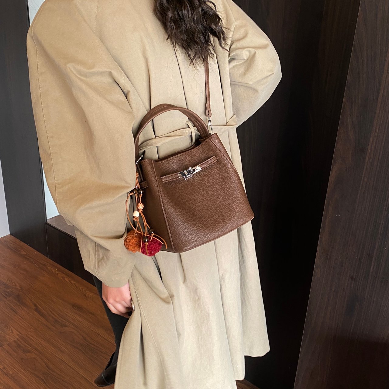 Brown Handbag with Shoulder Strap