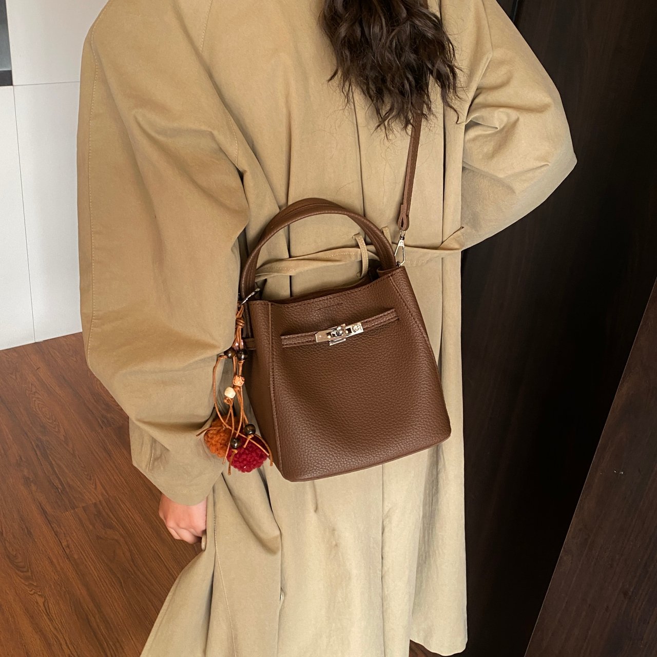Brown Handbag with Shoulder Strap