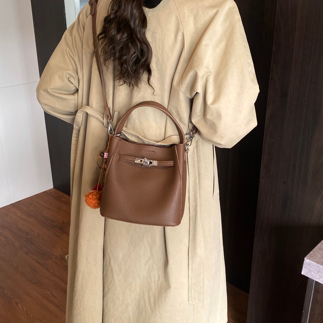 Brown Handbag with Shoulder Strap