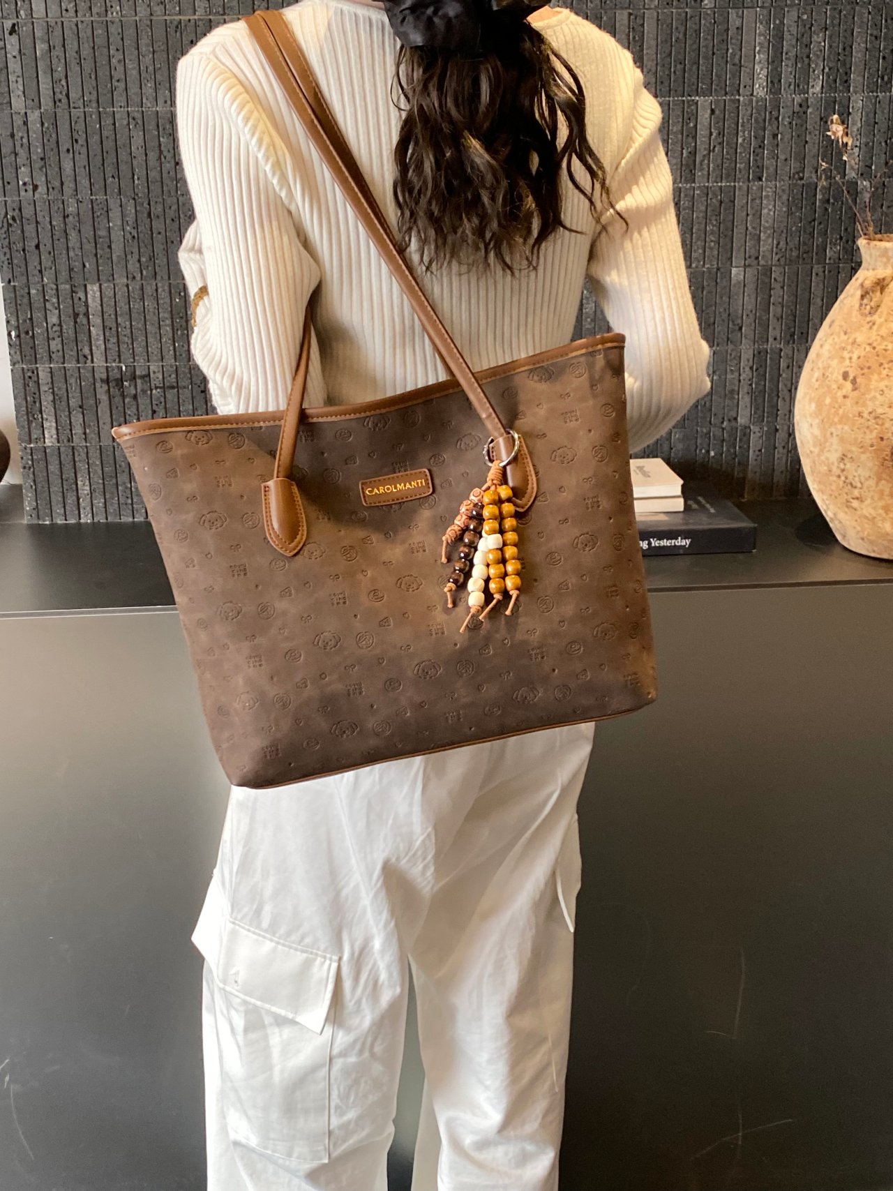 Coffee Brown Solid Shoulder Bag