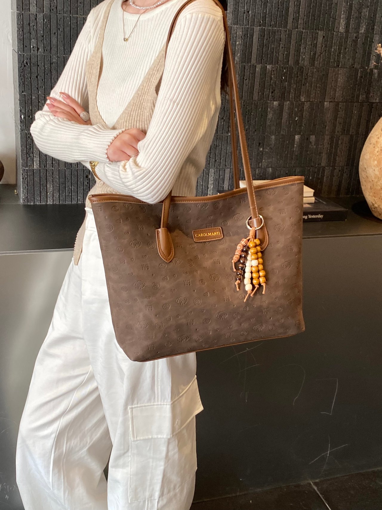 Coffee Brown Solid Shoulder Bag
