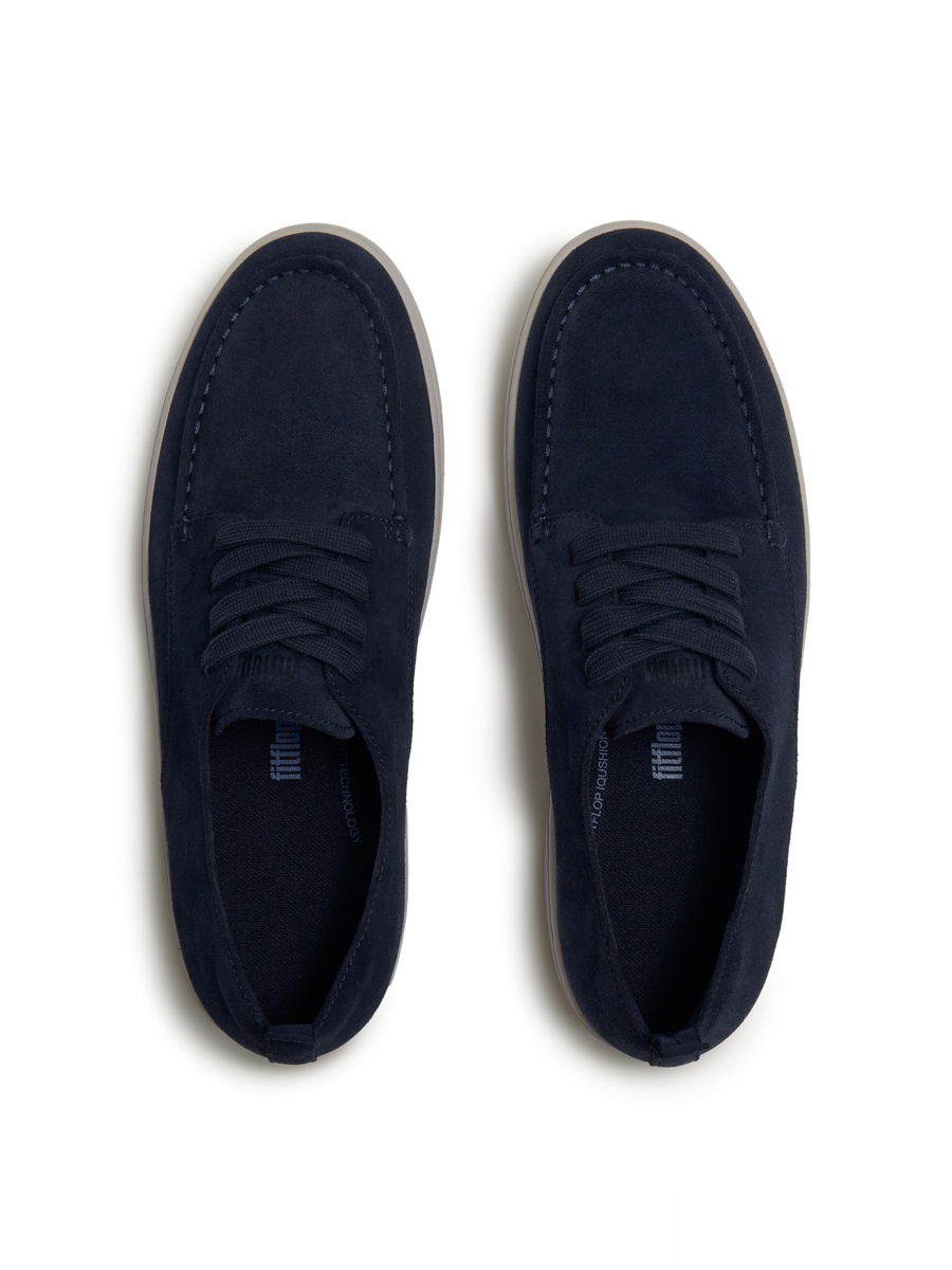 Men Navy Blue Suede Slip-On Loafers with iQushion Technology
