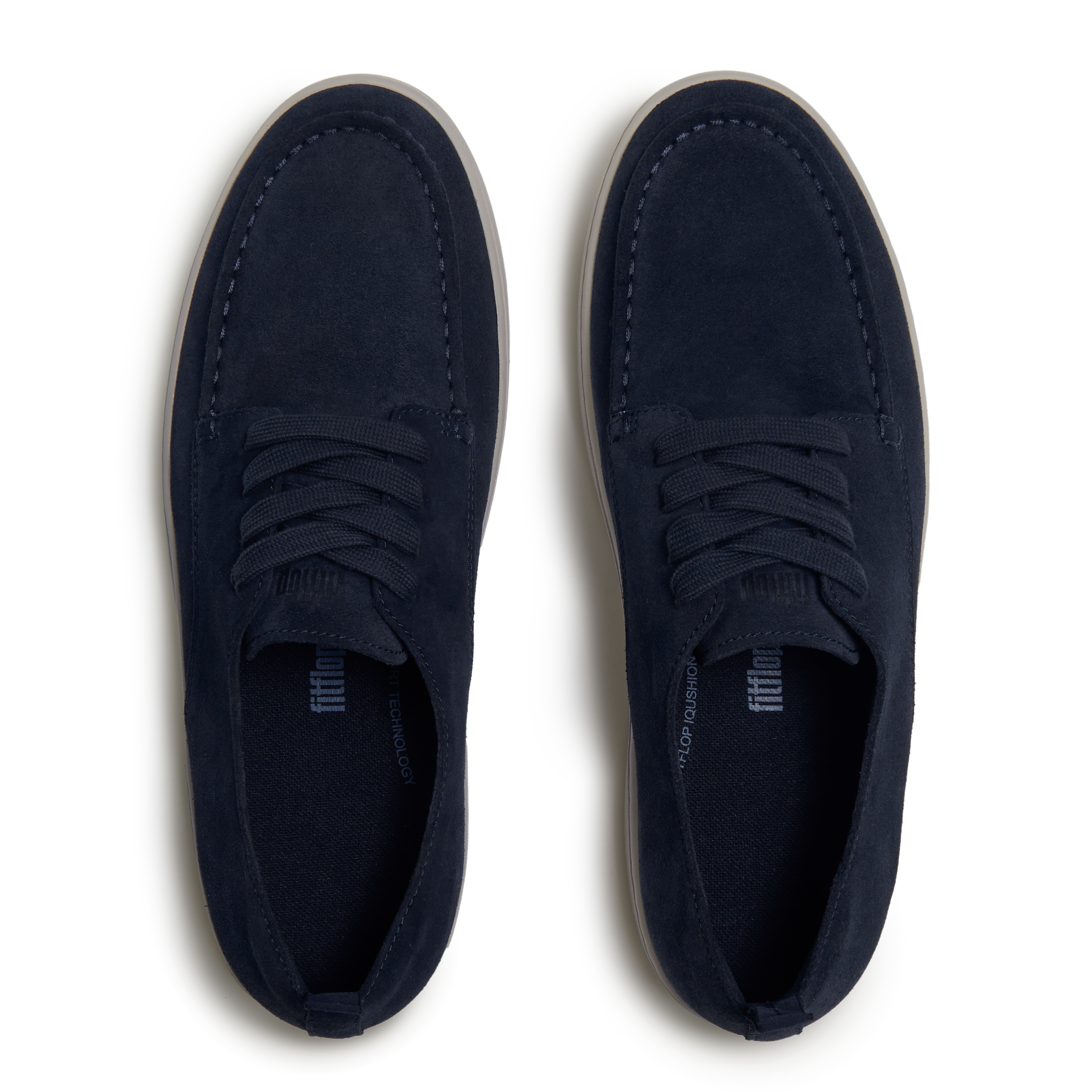Men Navy Blue Suede Slip-On Loafers with iQushion Technology