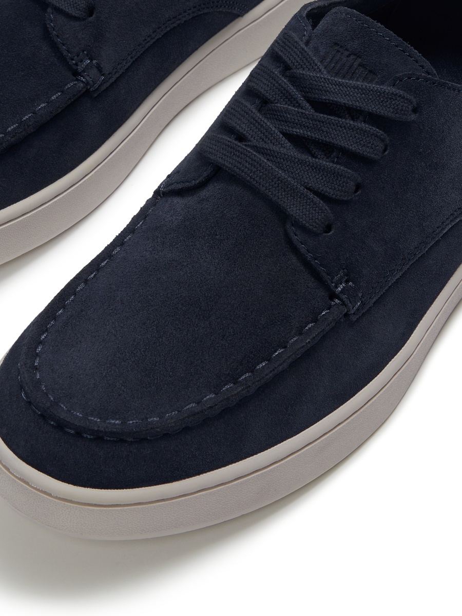 Men Navy Blue Suede Slip-On Loafers with iQushion Technology
