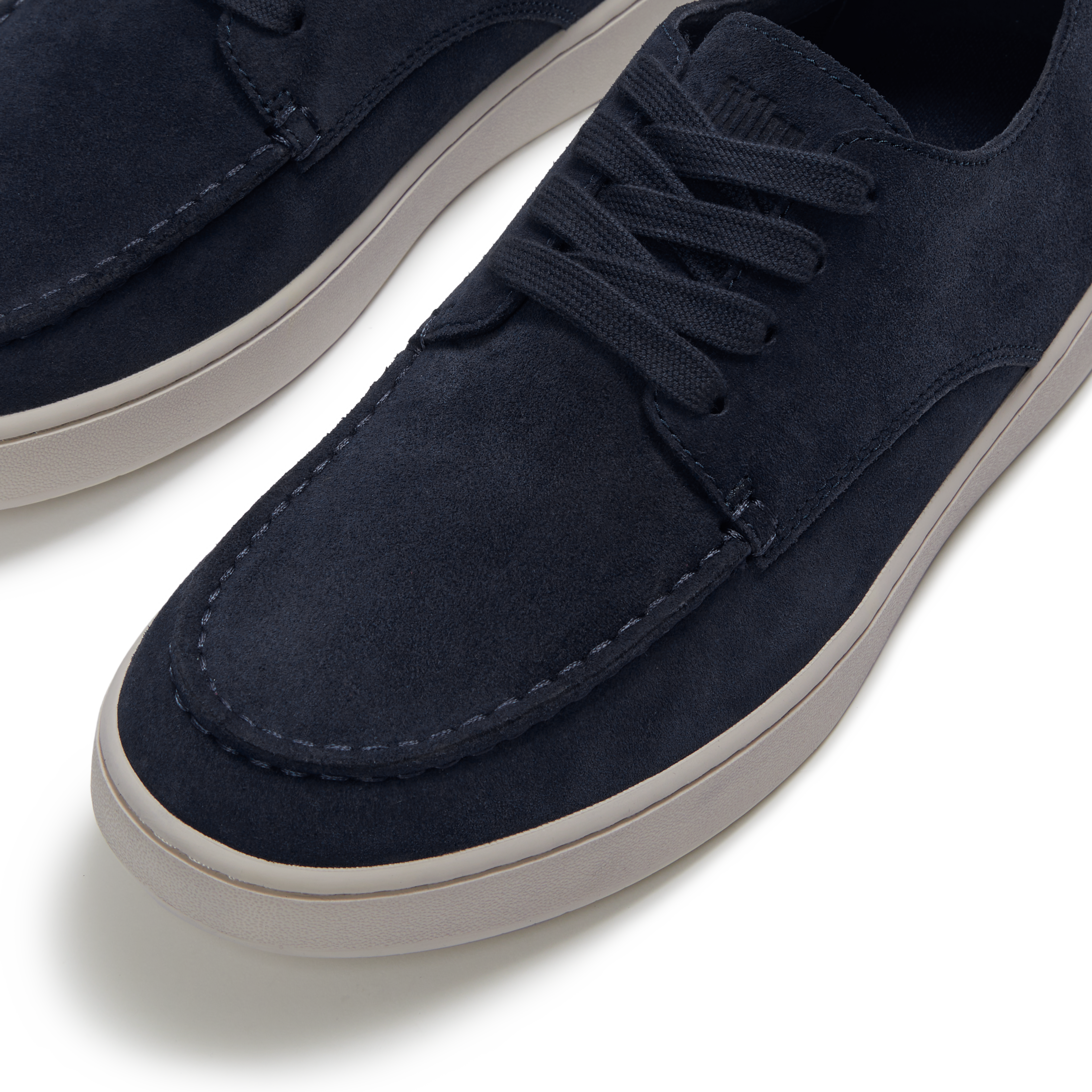 Men Navy Blue Suede Slip-On Loafers with iQushion Technology