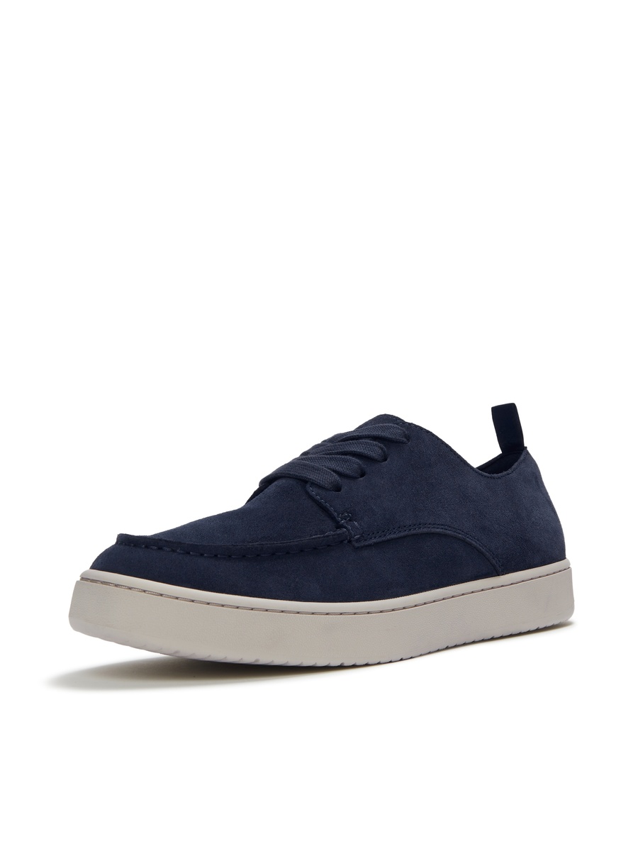 Men Navy Blue Suede Slip-On Loafers with iQushion Technology