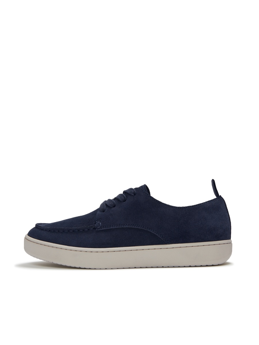Men Navy Blue Suede Slip-On Loafers with iQushion Technology