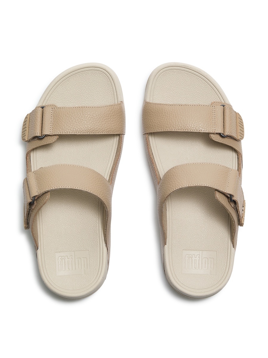 Men Beige Adjustable Strap Comfort Slide Sandals