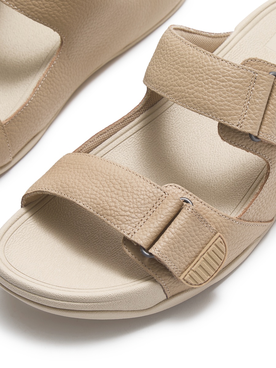 Men Beige Adjustable Strap Comfort Slide Sandals