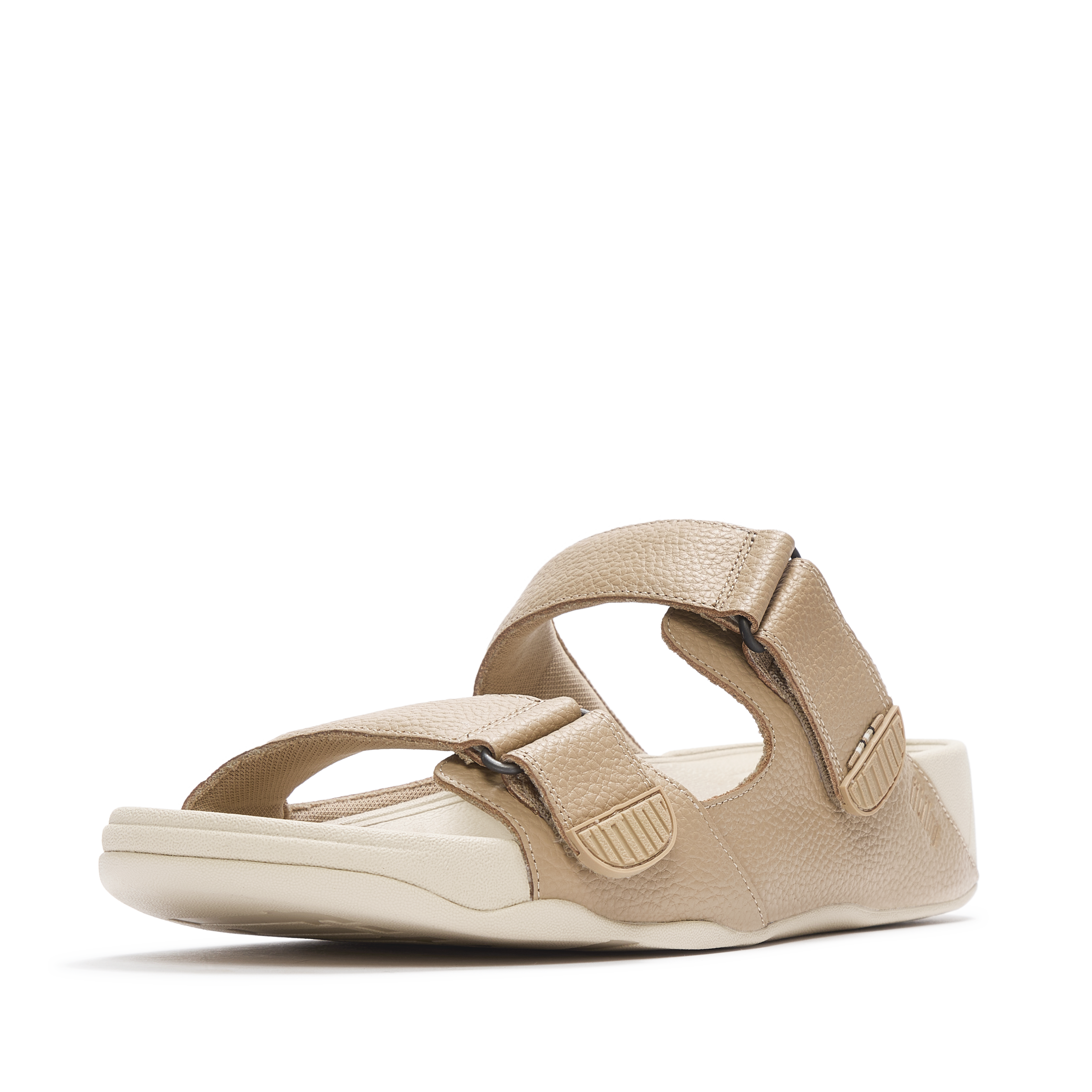 Men Beige Adjustable Strap Comfort Slide Sandals