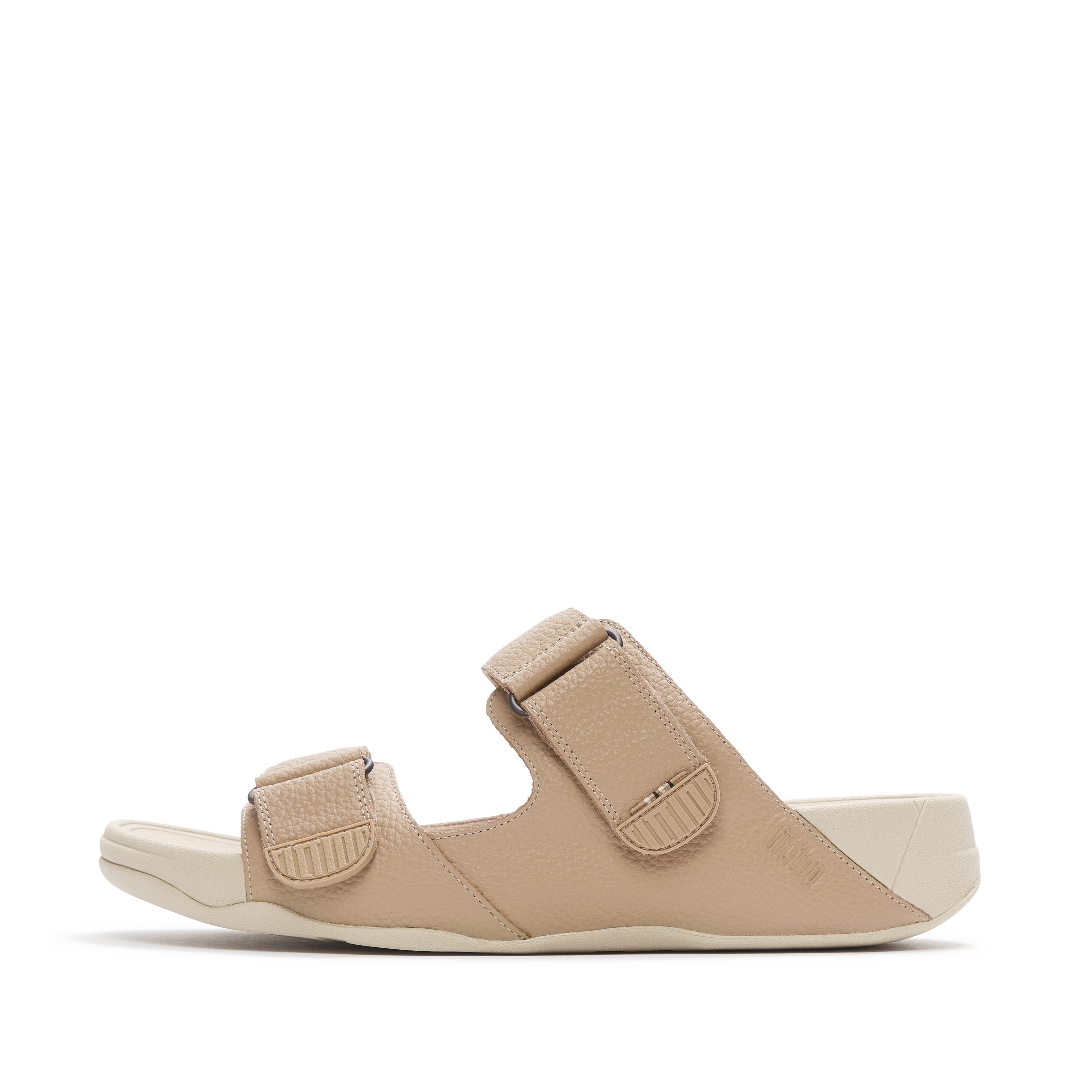 Men Beige Adjustable Strap Comfort Slide Sandals