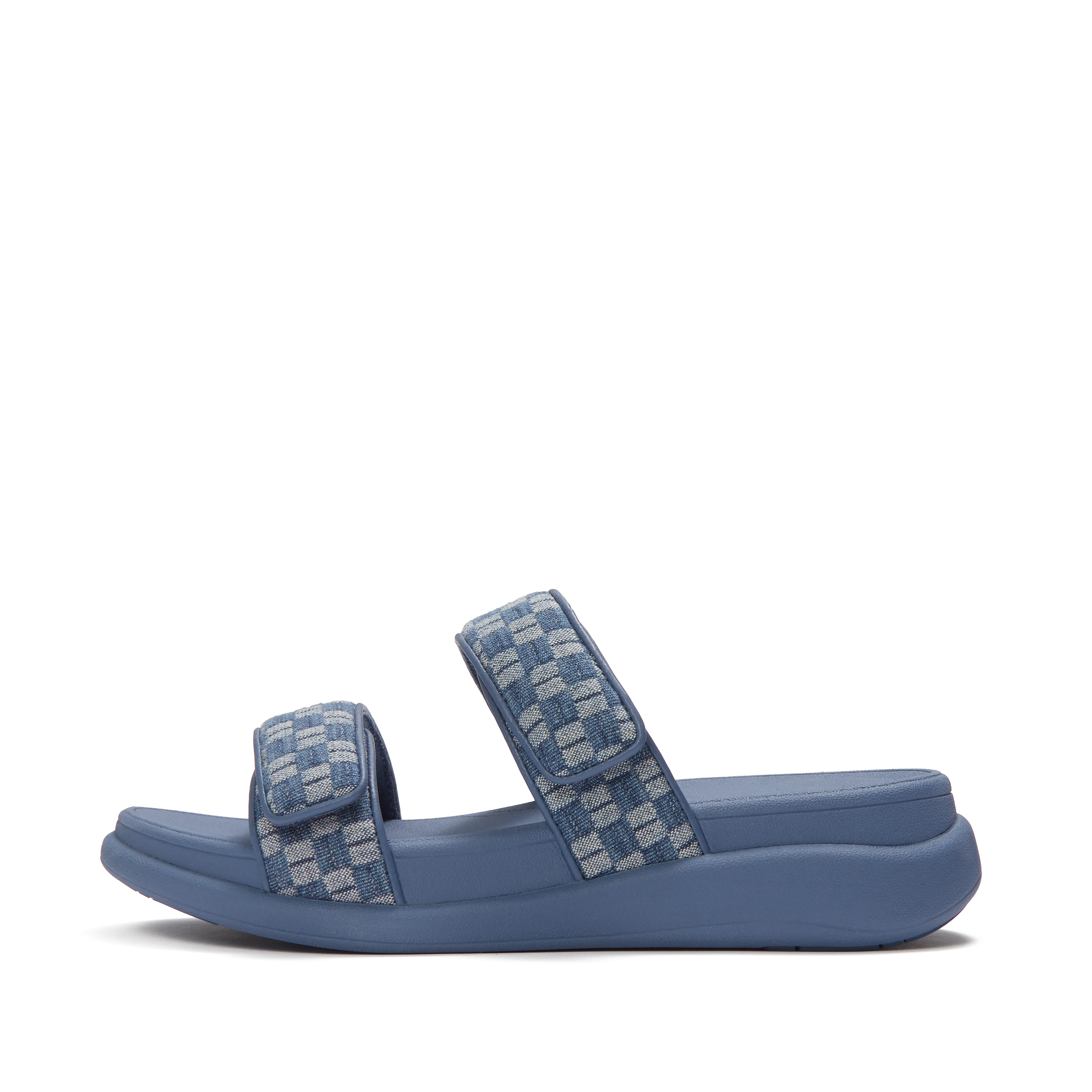 Blue Checkered Pattern Dual Strap Slides