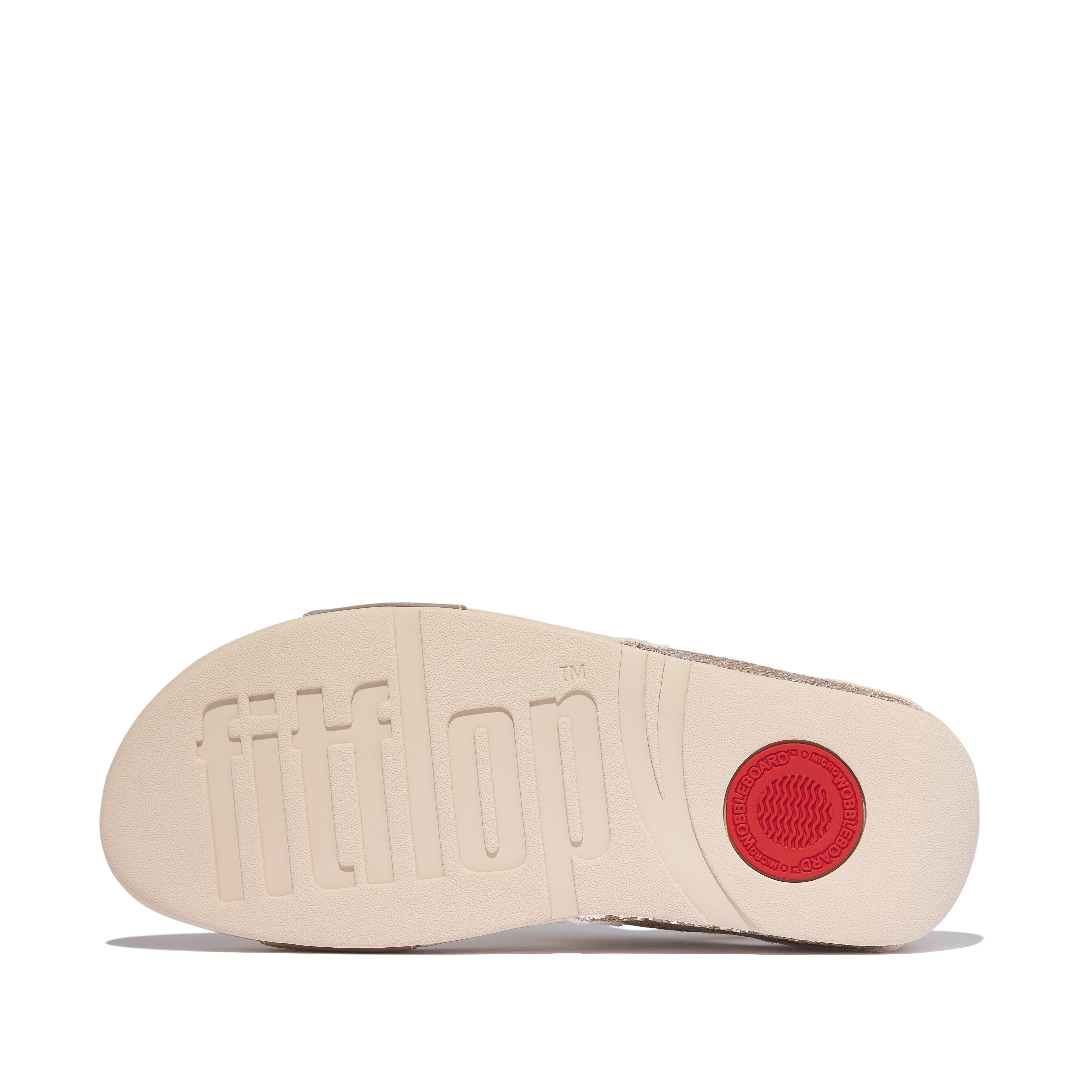 Nude Glitter Double-Strap Slides
