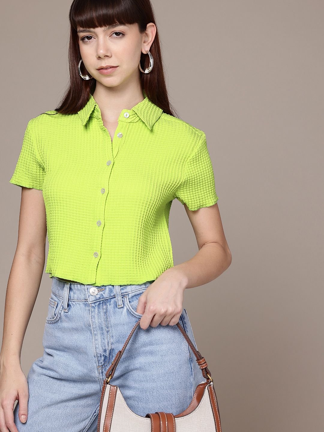 Green Solid Long Sleeves Regular Shirt