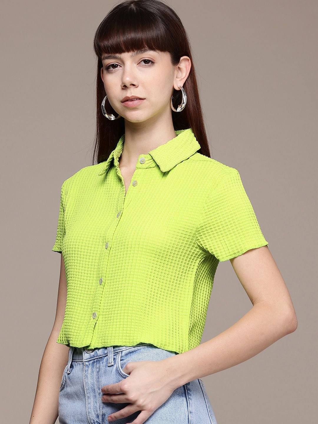 Green Solid Long Sleeves Regular Shirt