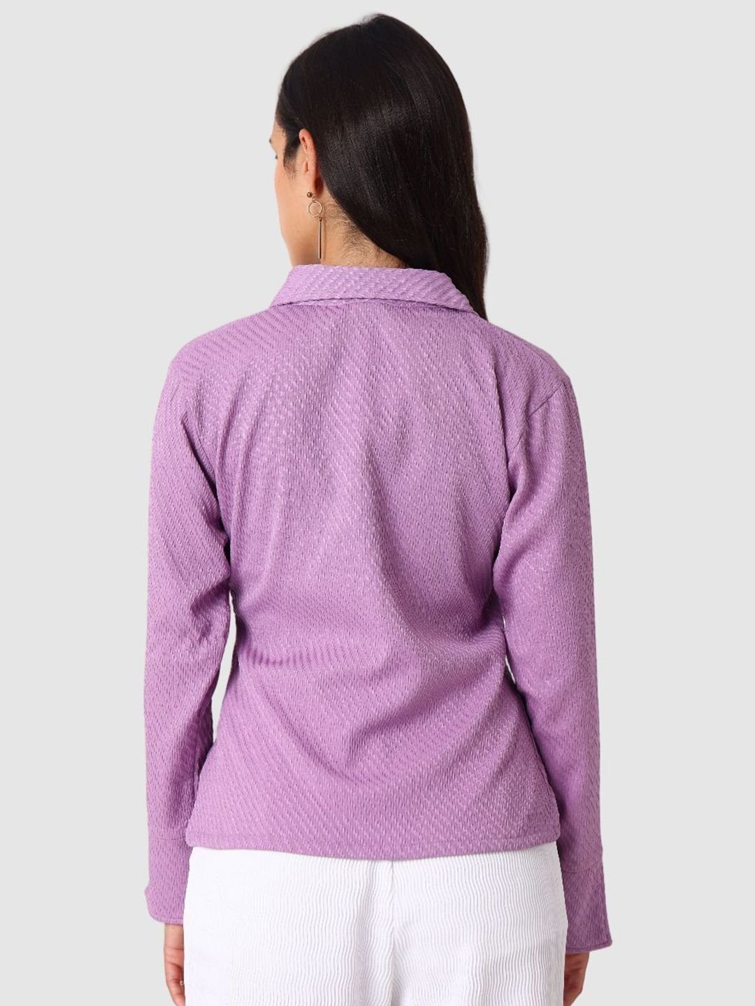 Purple Solid Long Sleeves Regular Shirt