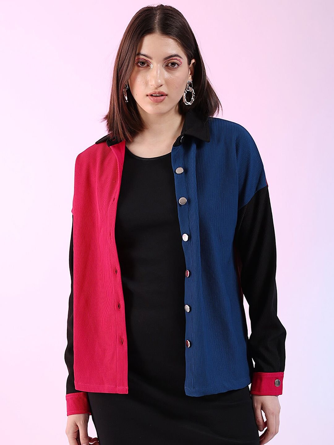 Multi Solid Long Sleeves Boxy Shirt
