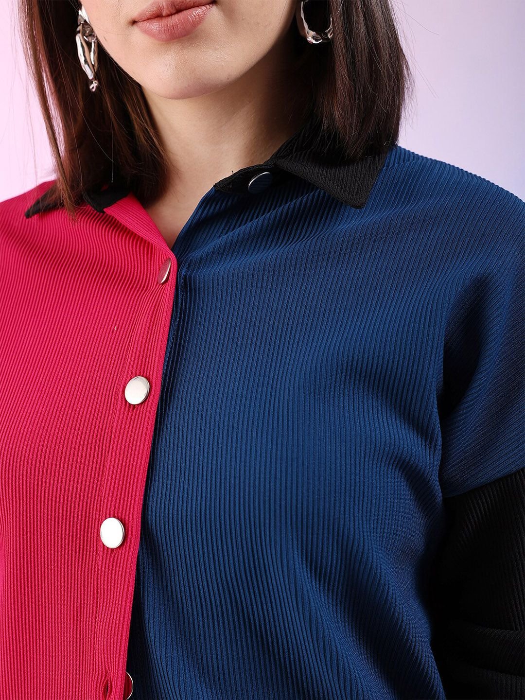 Multi Solid Long Sleeves Boxy Shirt