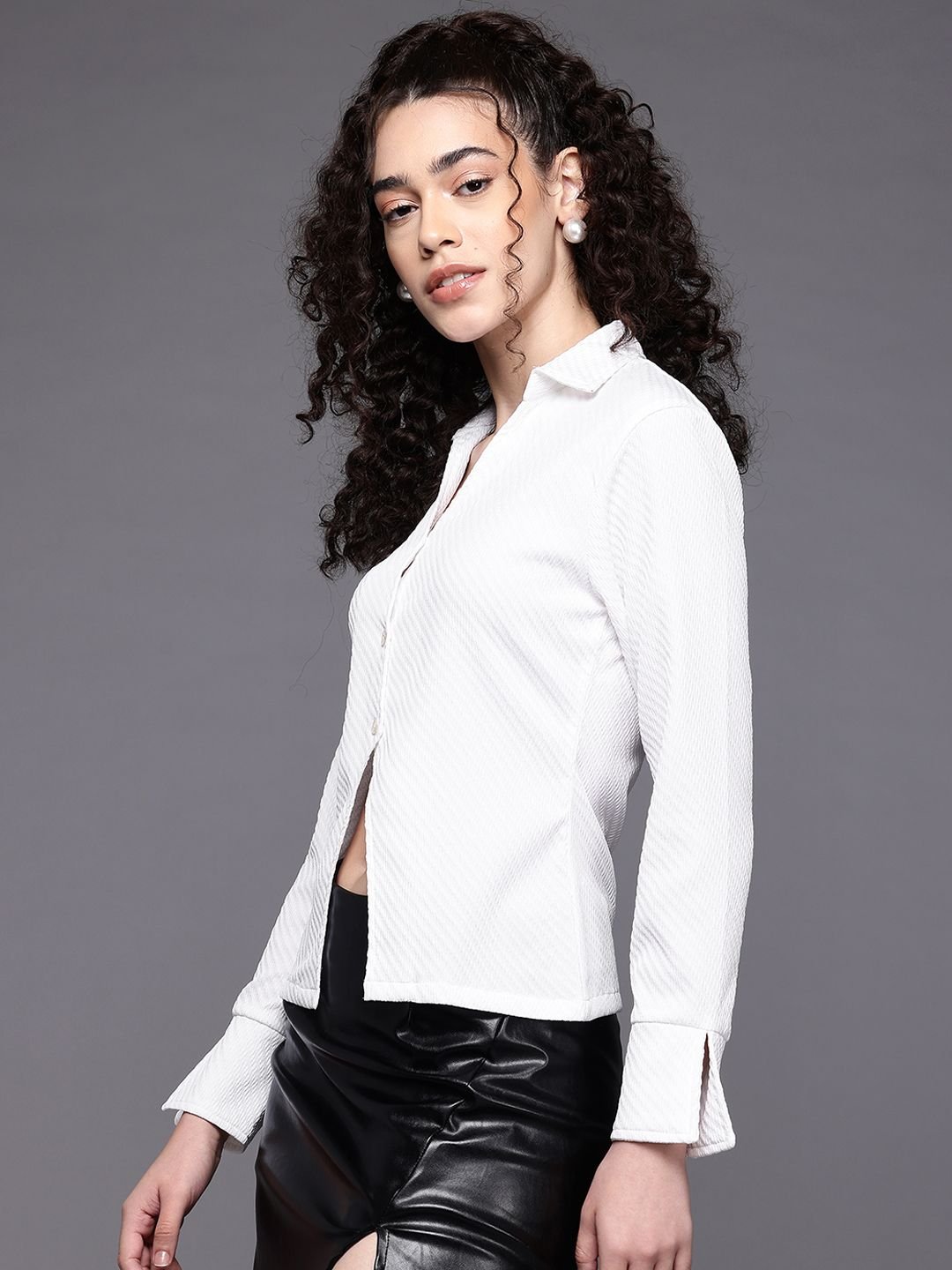 White Solid Long Sleeves Regular Shirt