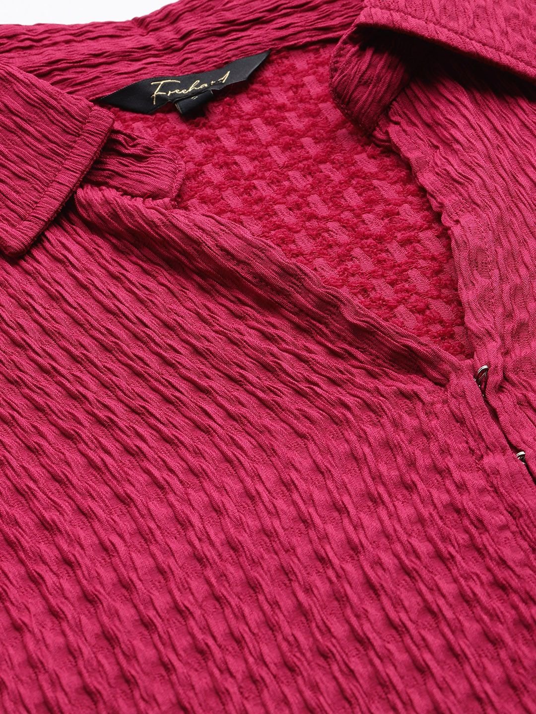 Red Solid Long Sleeves Shirt