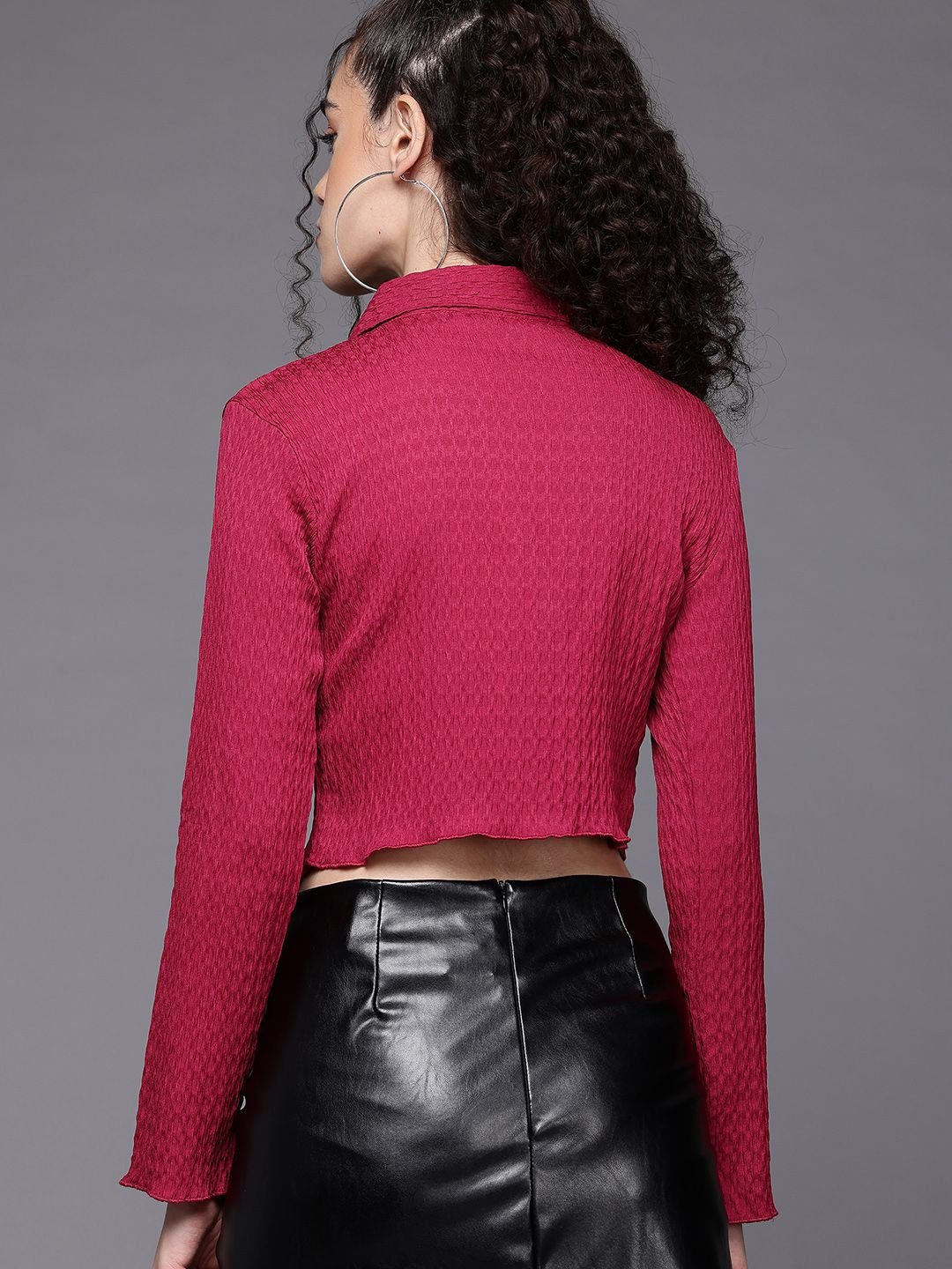 Red Solid Long Sleeves Shirt
