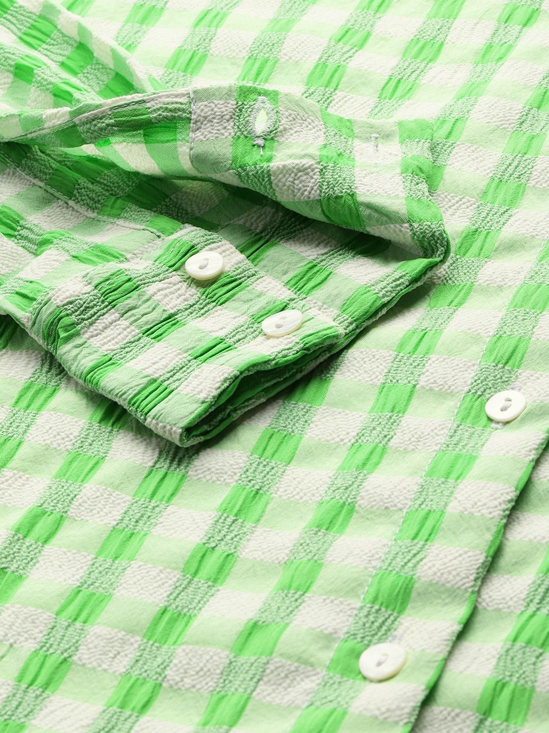 Green Solid Long Sleeves Regular Shirt