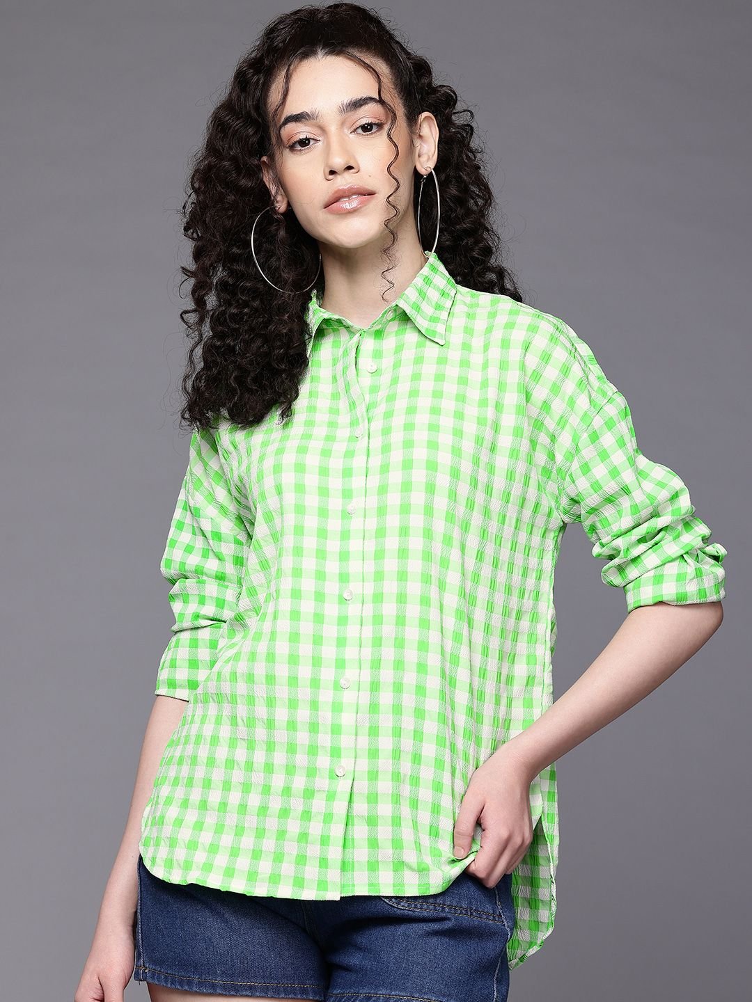 Green Solid Long Sleeves Regular Shirt