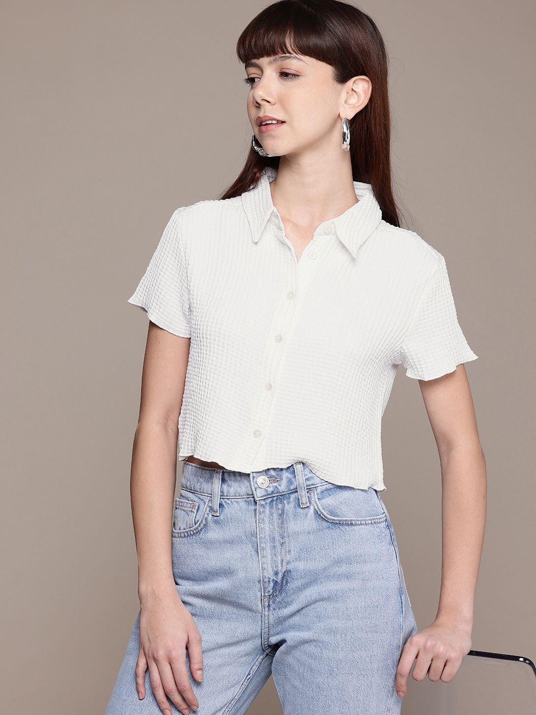 White Solid Long Sleeves Regular Shirt