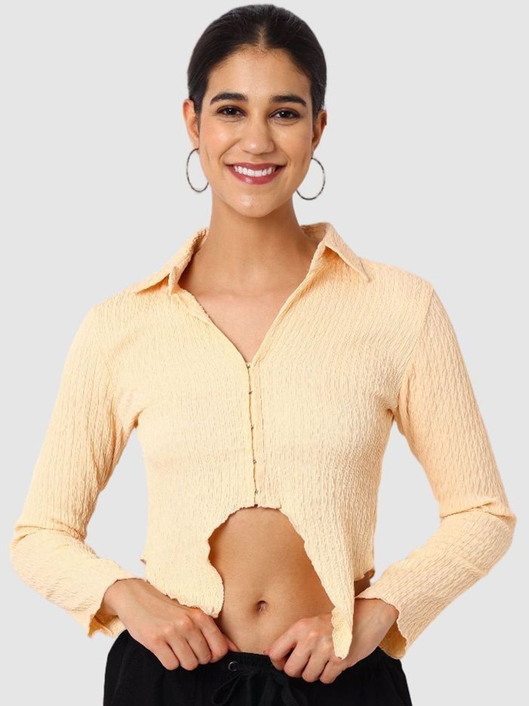 Orange Solid Long Sleeves Regular Shirt