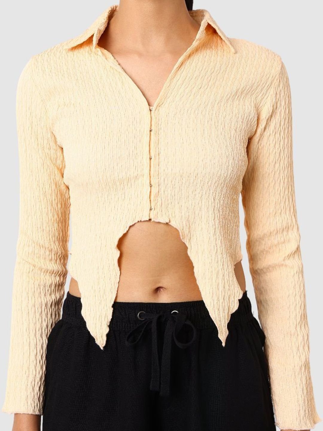 Orange Solid Long Sleeves Regular Shirt