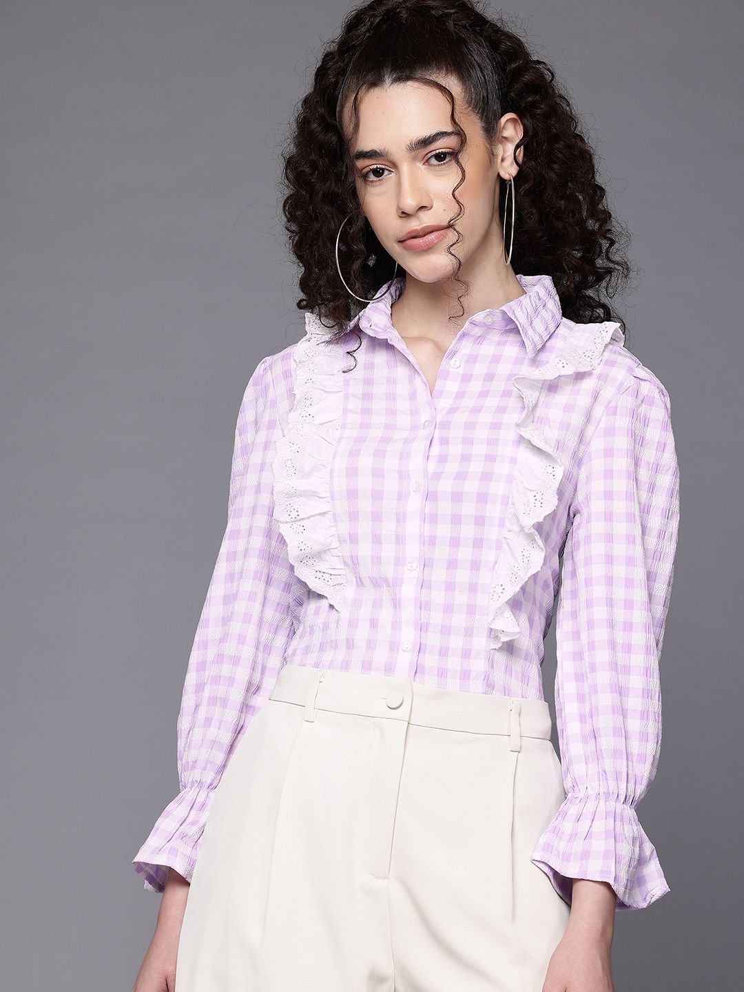 Purple Solid Long Sleeves Regular Shirt