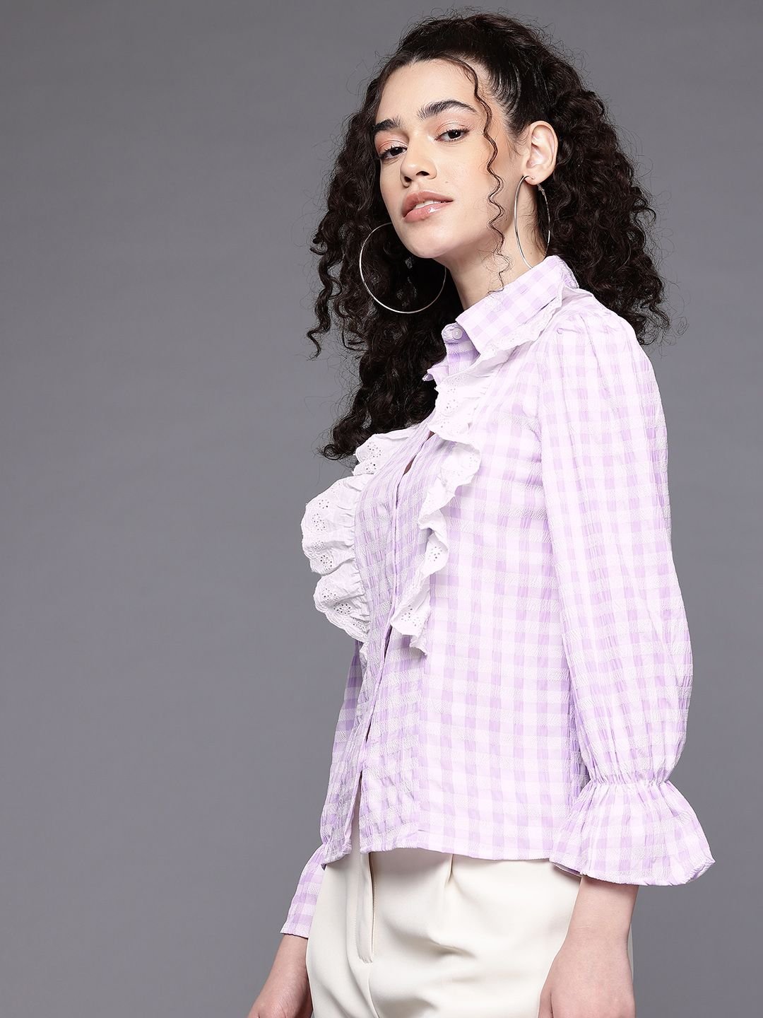 Purple Solid Long Sleeves Regular Shirt