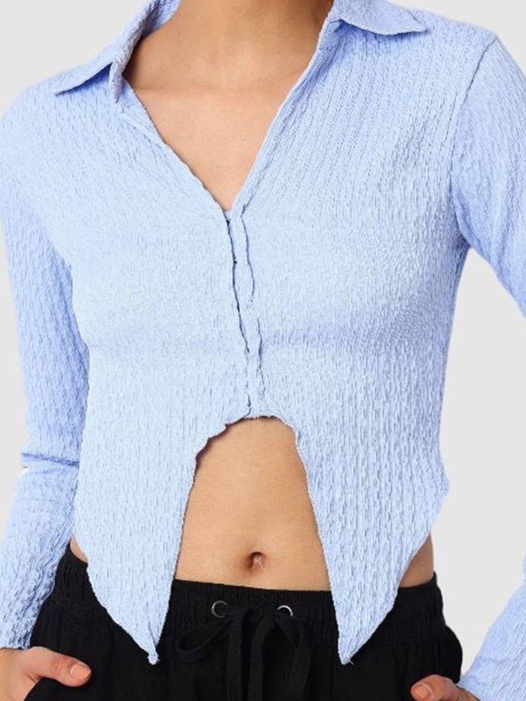 Blue Solid Long Sleeves Regular Shirt