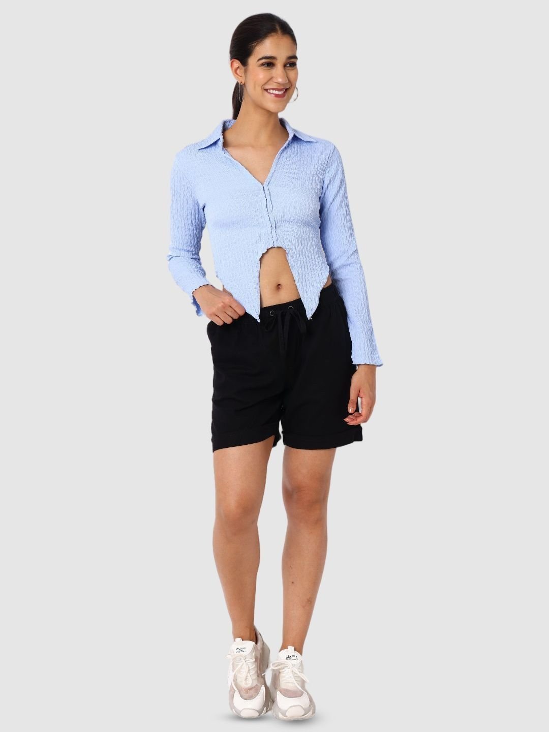 Blue Solid Long Sleeves Regular Shirt