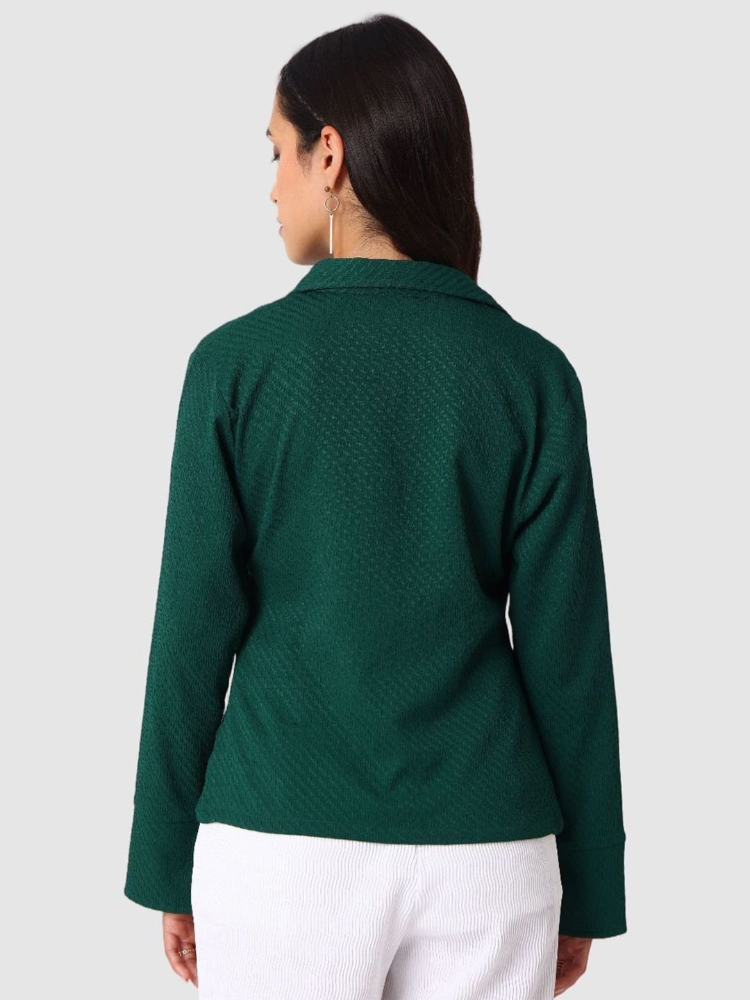 Green Solid Long Sleeves Regular Shirt