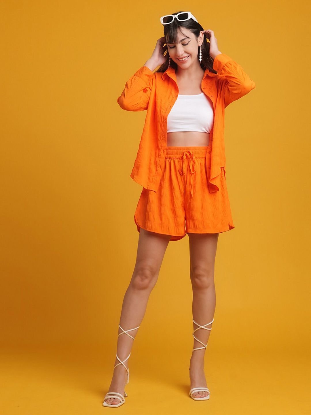 Orange Solid Long Sleeves Regular Shirt