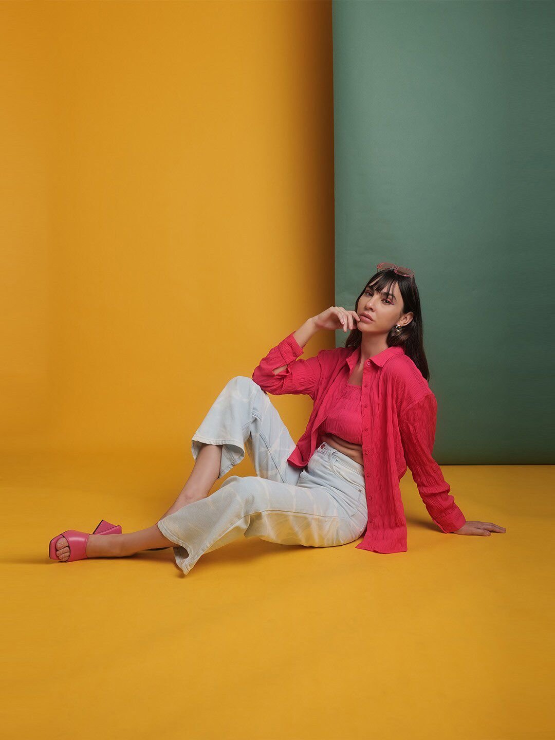 Pink Solid Long Sleeves Regular Shirt