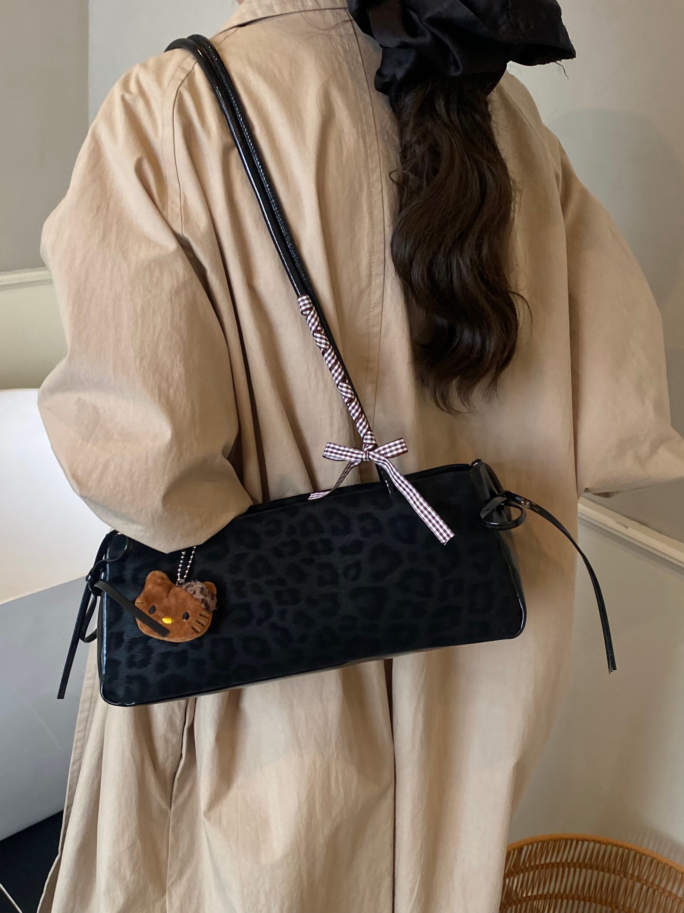 Black Shoulder Bag with Charm