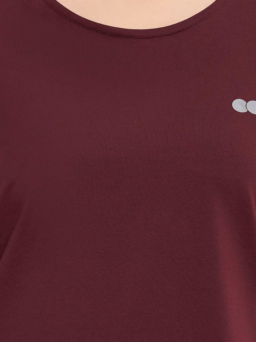 Maroon Solid Activewear T-Shirt
