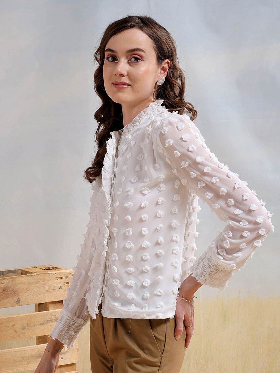 White Solid Long Sleeves Regular Shirt