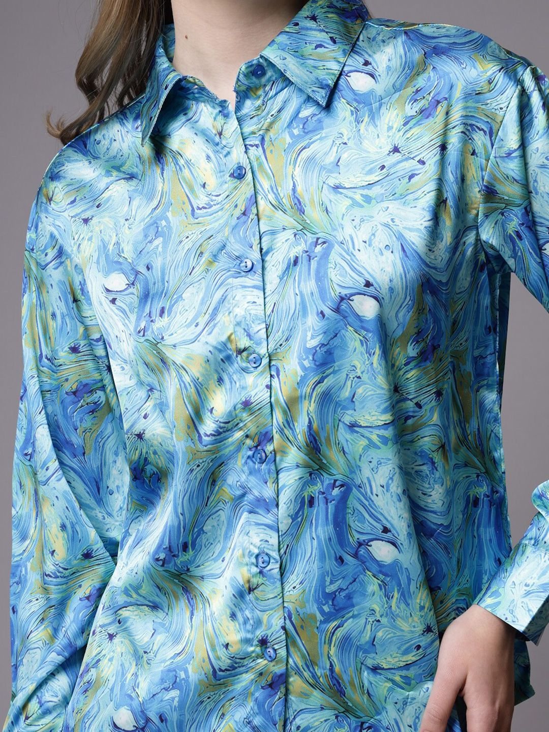Blue Solid Long Sleeves Regular Shirt