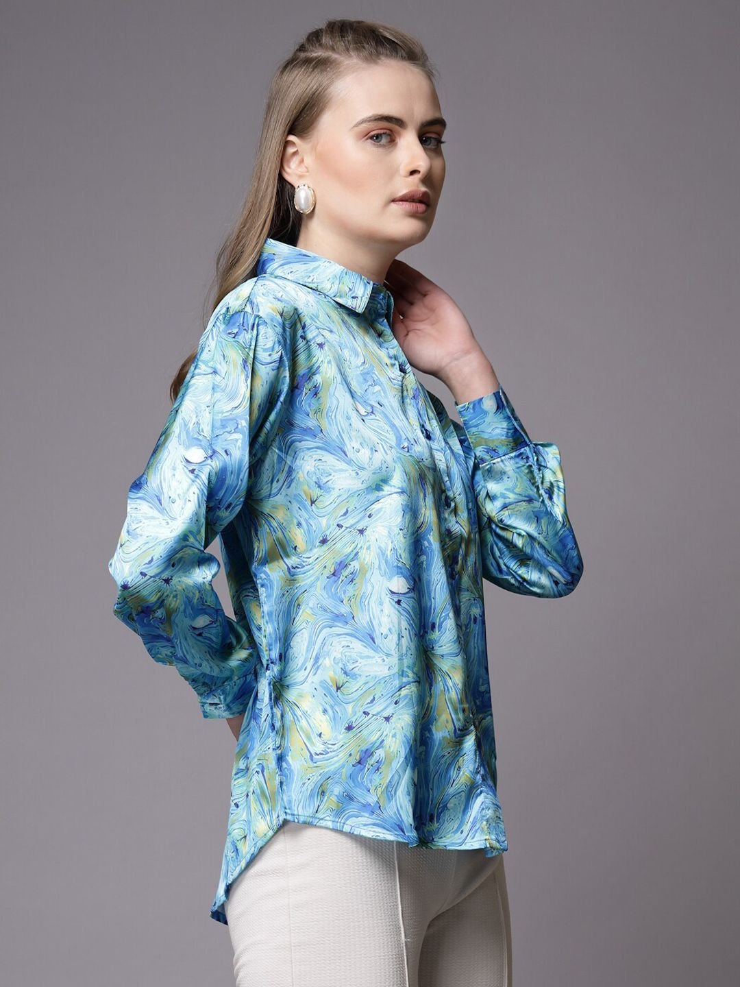 Blue Solid Long Sleeves Regular Shirt